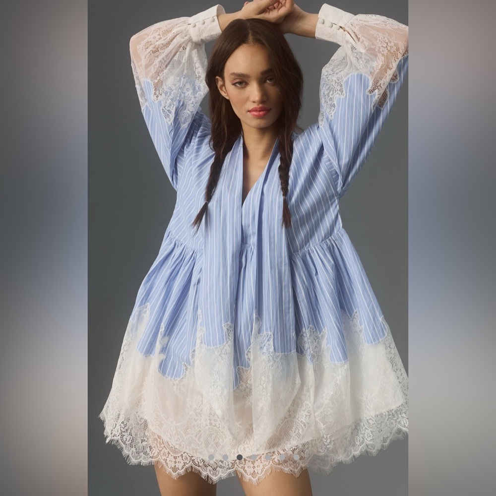 Maeve Lace Mini Shirt Dress
